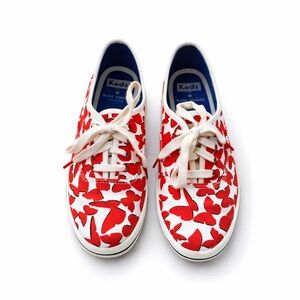 Kate Spade x Keds Butterfly Sneakers Red Canvas Shoes Size 6.5 Valentine Gift